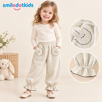 Smiledotkids Pantalons de jogging personnalisés pour filles, ourlet à volants, broderie animale, tissu doux, OEM ODM, vente en gros pour tout-petits