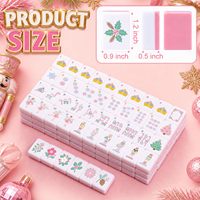 Ensemble de Mahjong Américain Moderne en Mélamine Rose Imprimé Personnalisé, Motif Poinsettia, Ornement de Noël Écologique