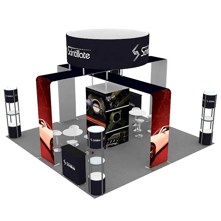 20x20ft aluminum frame portable lightweight reusable tension fabric easy pop up display island trade show exhibition booth