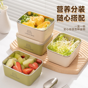 Japanese Style Stainless Steel Bento <b>Box</b> Square <b>Lunch</b> <b>Box</b> With Lid Microwave Safe Refrigerator Storage Home Use - Product Image 3