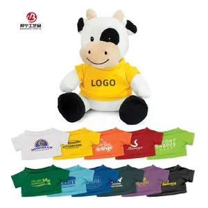 Logo personalizzato di promozione peluche morbido di mucca con t-shirt morbido simpatico peluche di mucca peluche