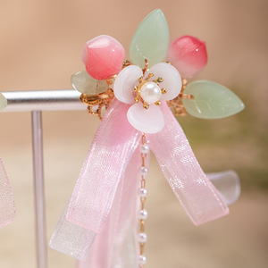 Tocado Hanfu para niñas, estilo princesa, belleza de hada antigua, linda horquilla con forma de melocotón, horquilla con borlas estilo chino - Product Image 3