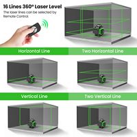 Niveau laser 16 lignes 360° auto-nivelant, niveau laser vert à lignes croisées, outil de nivellement pour la construction, outil de nivellement laser pour accrocher des images
