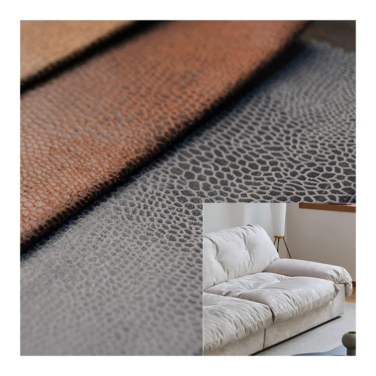 Produsen kain Cina kulit Suede imitasi Berat kustom dengan bulu wrap rajutan kain Sofa Blackout grosir