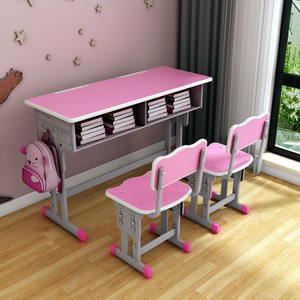 Bureaux et chaises doubles au design moderne pour l'école Tables d'étude en bois personnalisables pour le salon ou l'hôtel - Product Image 3