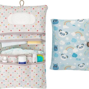 Baby Storage Bag <b>Set</b> Large Square Cotton <b>Linen</b> Diaper Organizer For 0-12 Months Home Use Elephant Pattern - Product Image 2