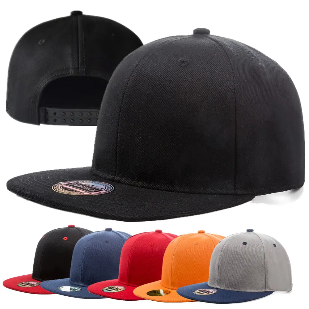 L & J נעל Wholesales Mens אקריליק שטוח ביל כובעי 5 פנל Snapback כובעי מותאם אישית 3d פאף רקמת לוגו כובע כובעי פאה