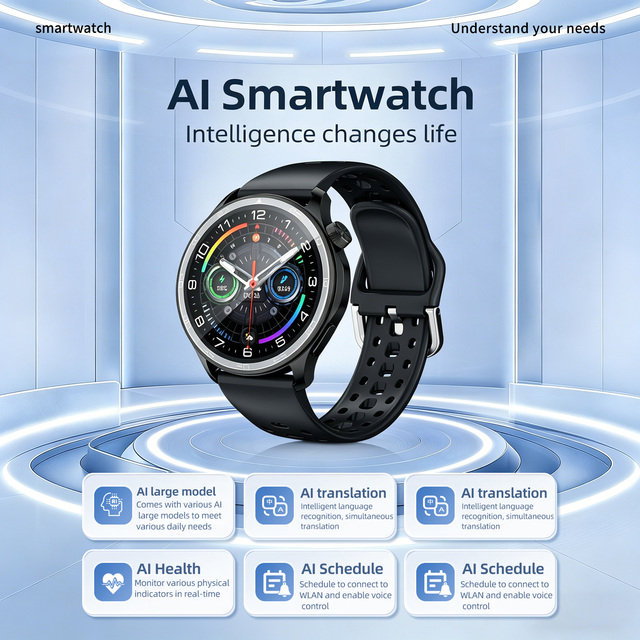 AW83 Smartwatch with Ai Smart Watch Ai Translation Ai Meeting Recording Smart Watch IP68 Waterproof Smart Watch AMOLED Screen