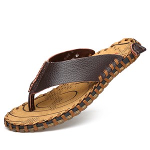 Infradito in Pelle Casual con Logo Personalizzato, Ciabatte da Spiaggia Artigianali per Uomo, <span class=keywords><strong>Sandali</strong></span> <span class=keywords><strong>Marroni</strong></span> - Product Image 3
