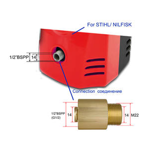 Accesorio de lavadora de alta presión, adaptador de conector de salida de lavadora de coche, conversión de 1/2 "BSP a M22 macho para STIHLE NILFISK - Product Image 4