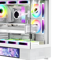 Casing Komputer Putih TDB1302W Golden Marketing PC Case SPCC Kaca Tempered ATX EATX Gaming