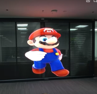Film holographique transparent à LED pour affichage promotionnel de Noël et d'Halloween sur vitrine, facile à installer par une seule personne.