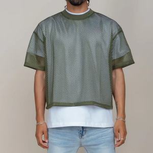 High Quality Vintage Knitted <b>Crop</b> <b>Top</b> Casual Lightweight Fabric Quick Dry Custom Logo Round Collar <b>Men</b> Tshirt - Product Image 2