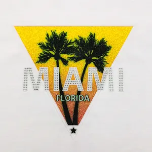 EYD Custom Miami Sublimation Glitter Velvet Rhinestuds Mixed Ready To Print Heat Transfer Printing For T-shirt