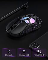 GravaStar Mercury X Tri-Mode 32000DPI PAW3950 RGB 49g Ultralight Magnesium Alloy Hollow Frame Ergonomis Mouse Gaming Nirkabel