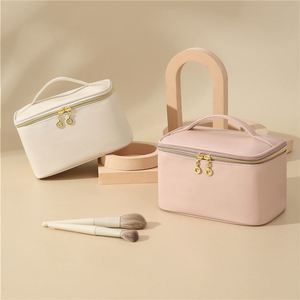 Customizable Large Capacity PU Zipper Cosmetic <b>Bag</b> Women Eco-Friendly Portable <b>Makeup</b> Organizer Travel <b>Brush</b> Compartment Simple - Product Image 4