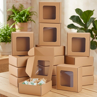 Boîte en papier kraft avec fenêtre, boîte cadeau carrée, petites boîtes en papier pour savon artisanal et bonbons, pour présentation en magasin et emballage personnalisé