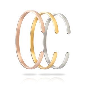 Bracciale a Polsino Personalizzato in Acciaio Inox Placcato Oro 14K con Incisione 'Be the Change' <span class=keywords><strong>da</strong></span> LOYALTY, 4MM 6MM 8MM - Product Image 4