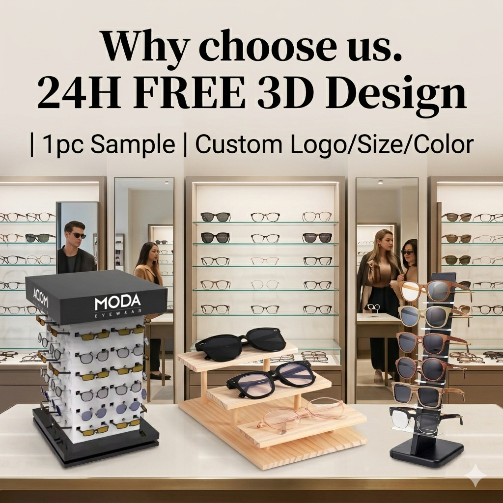 Custom Eyewear Rack for Optical Shop Luxury Glasses Sunglasses Display Stand Metal Acrylic Wood Retail Store Branded Unit Apache — view 6