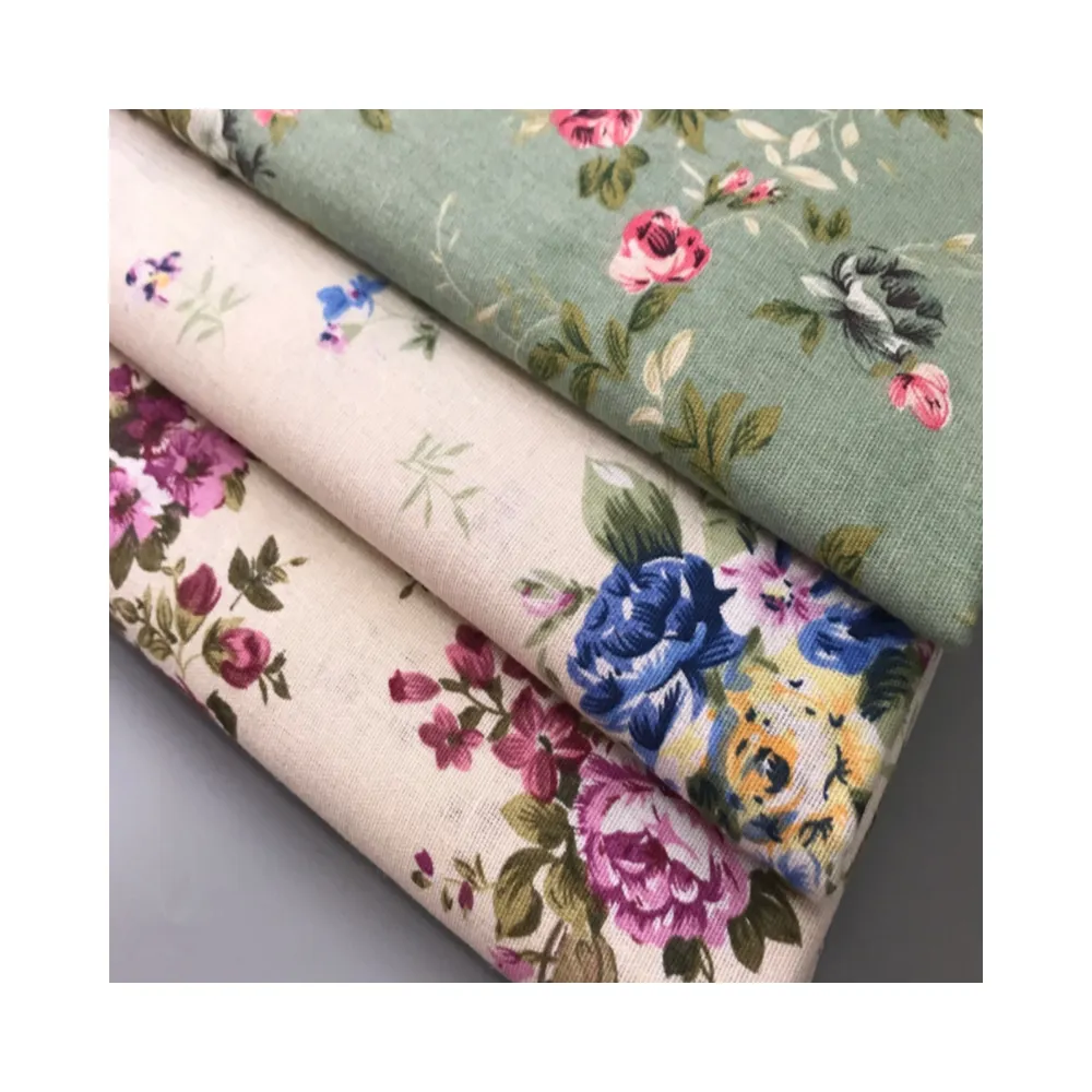 Grand Motif Floral Imprimé Coton et Lin Tissu Tissu de Maison De BRICOLAGE Faits À La Main De Matériaux de Couture Artisanat