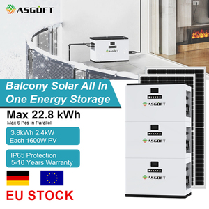 ระบบกักเก็บพลังงานแสงอาทิตย์สำหรับระเบียงบ้าน EU Stock ขนาด 3.8 กิโลวัตต์ชั่วโมง แบตเตอรี่ลิเธียมไอออน 2.4 กิโลวัตต์ ระบบไฮบริดแบบออฟกริด ไมโครอินเวอร์เตอร์สำหรับใช้ในบ้าน - Product Image 1