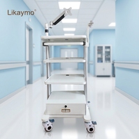 Chariot d'endoscopie médicale mobile personnalisable, directement de l'usine, avec 3 plateaux et tiroir verrouillable, pour hôpital ou clinique