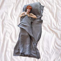 Draps de camping et de voyage légers 400TC 100% coton avec fermeture éclair intégrale pour sac de couchage, idéaux pour les auberges de jeunesse
