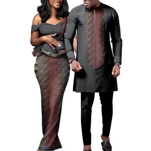 2025 coppie africane si adatta a camicie e pantaloni <span class=keywords><strong>di</strong></span> cotone stampati a cera per gli uomini abiti da sposa tradizionali africani - Product Image 2