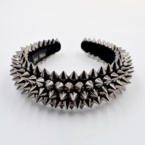 Fashion Overdreven Spons Klinknagel Deeltje Kristal Hoofdband Spike Klinknagels Studded Band Halloween Party Punk Hair Band - Product Image 4