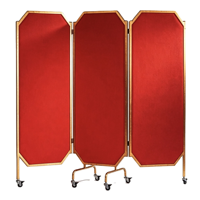 Paravent mobile autoportant pliable avec roulettes et cadre doré pour salle de banquet