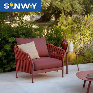 Conjunto de Muebles de Patio de Lujo Resistentes a la Intemperie con Cojines Afelpados y Estructura de Aluminio para Patio, Terraza u Hotel - Product Image 4