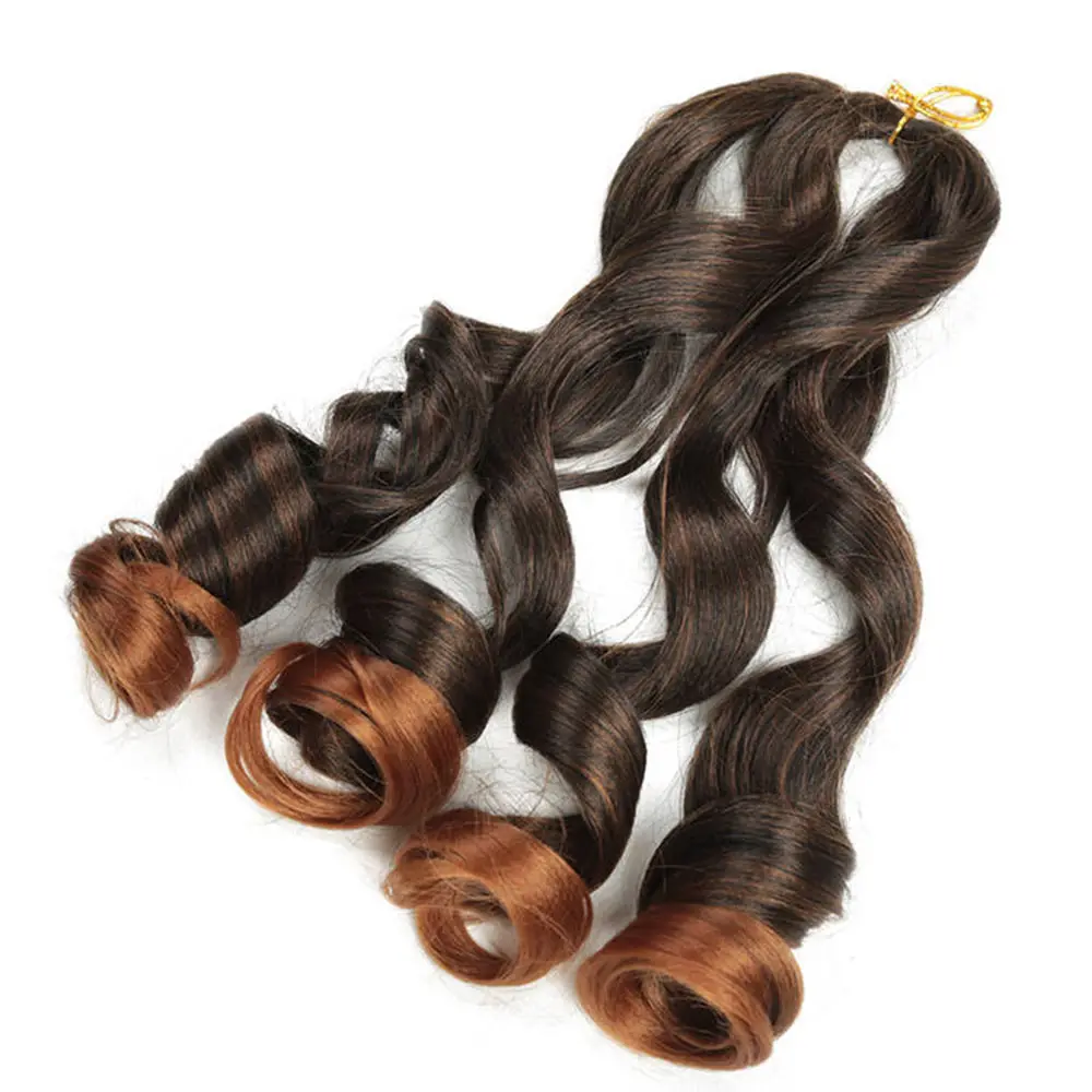 Extensões de cabelo de crochê cacheado francês sintético para mulheres, trança de cabelo ondulado, cachos em espiral, trança de cabelo macio e clipe-in