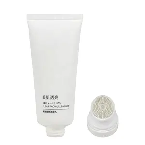 Popular Empty Lotion Full Body Massage Refillable Facial Cleanser Soft PE Tube With Silicone Brush Head