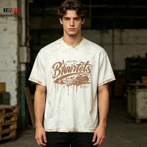 Oversized Acid Wash T-shirt Distressed Graphic Print Casual Vintage Drop Shoulder t Shirt Custom Streetwear Mens <strong>Tshirts</strong> - Product Image 2