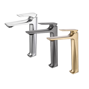 Robinet <span class=keywords><strong>Mitigeur</strong></span> Haut de Gamme Noir en Alliage de Zinc Gris Foncé à Trou Unique pour Lavabo de Salle de Bain, Eau Chaude/Froide, avec Cartouche Céramique Élégante - Product Image 1