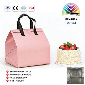 Sac isotherme rose jetable en non-tissé avec feuille d'aluminium pour plats à emporter et restauration - Product Image 1
