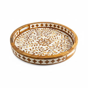 Vintage Promotion Cuisine Accessoires Os Incrustation Plateau Alimentaire Service Petit Déjeuner Plateau De Service Café Thé Plateau De Service - Product Image 1