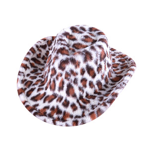 หมวกคาวบอยลายเสือดาว M56-58 ซม. หมวกฤดูใบไม้ร่วงฤดูหนาวบุขนแกะสไตล์เฉพาะตัว - Product Image 5
