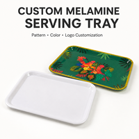 Plateau de service carré en mélamine de qualité alimentaire, personnalisé et imprimé sur mesure, pour restaurants et cafétérias, fabrication OEM ODM.