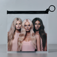 Logo coloré personnalisé de marque privée PVC Poly étanche à l'eau givré translucide clair sac de rangement de bijoux pochette d'emballage avec anneau