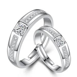 Cincin Perak Sterling dengan Kristal Berlian untuk Pasangan, Perhiasan Wanita, Sumpah 925, Pembukaan, Sederhana, Pelajar, Mode