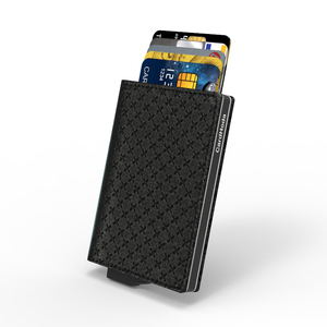 Smart PU Leather Anti-Theft RFID Blocking Nylon Credit Card <b>Holder</b> Aluminum Alloy Metal Card Case Open Closure Unisex Short - Product Image 6