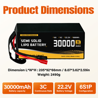 Batterie Lipo pour drone 30000mAh 22.2V 6S, cellule semi-solide haute densité haute capacité pour modèles de drones agricoles et industriels