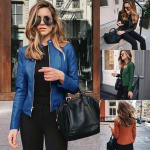 Nouvelle <span class=keywords><strong>veste</strong></span> en <span class=keywords><strong>cuir</strong></span> PU tendance pour femmes, à la mode pour le printemps et l'automne, <span class=keywords><strong>veste</strong></span> pour femmes - Product Image 1