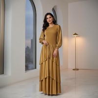 PLEAT Vente directe d'usine Nouvelles robes Commandes personnalisées acceptées Robe maxi en polyester métallisé Manches lanternes Femmes Casual Naturel