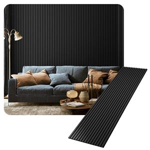 Rivestimento in feltro di poliestere nero a <span class=keywords><strong>3</strong></span> lati superficie in PVC nero <span class=keywords><strong>MDF</strong></span> Akupanel pannello di parete in legno acustico per sala Home Cinema - Product Image 1