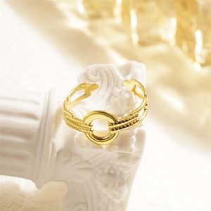 Personalized Vintage Gold Plated Fashion Fine Jewelry Stainless Steel <b>Adjustable</b> <b>Rings</b> for Women - Product Image 2