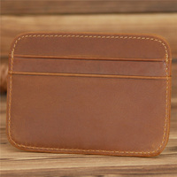 Ya478 cuir de vache Mini portefeuille de cartes de poche avant pour femmes hommes porte-carte bancaire minimal