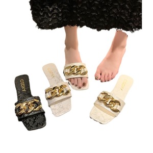 Sandales plates pour femmes, style féerique, avec strass, nouvelle collection été 2024, à porter avec une jupe, modèle Outro Slippers231 231 - Product Image 5