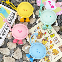 Mignon porte-clés en silicone écologique en forme de macaron 3D, mini pochette de rangement pour pièces de monnaie et écouteurs, cadeau de rentrée scolaire pour